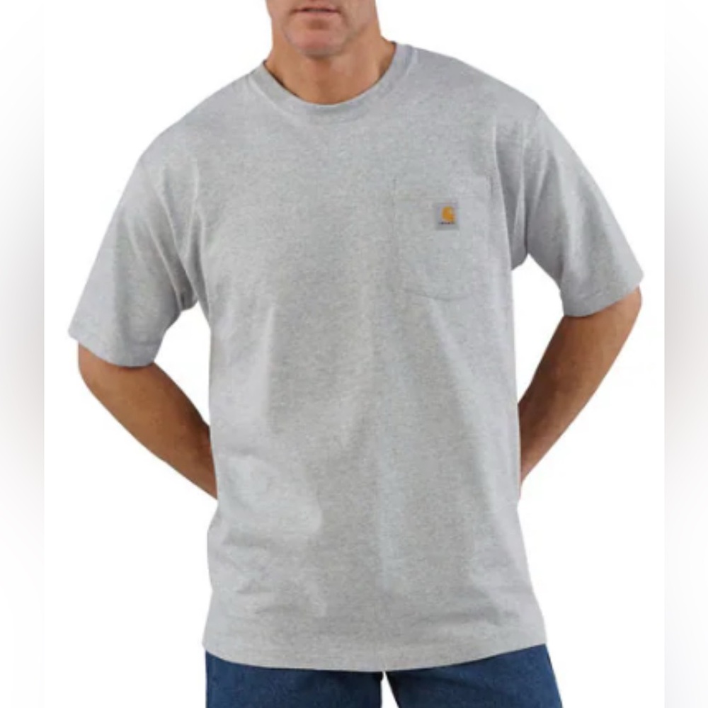 Carhartt Men's Heather Gray Loose Fit Heavyweight Short-Sleeve Pocket T-shirt